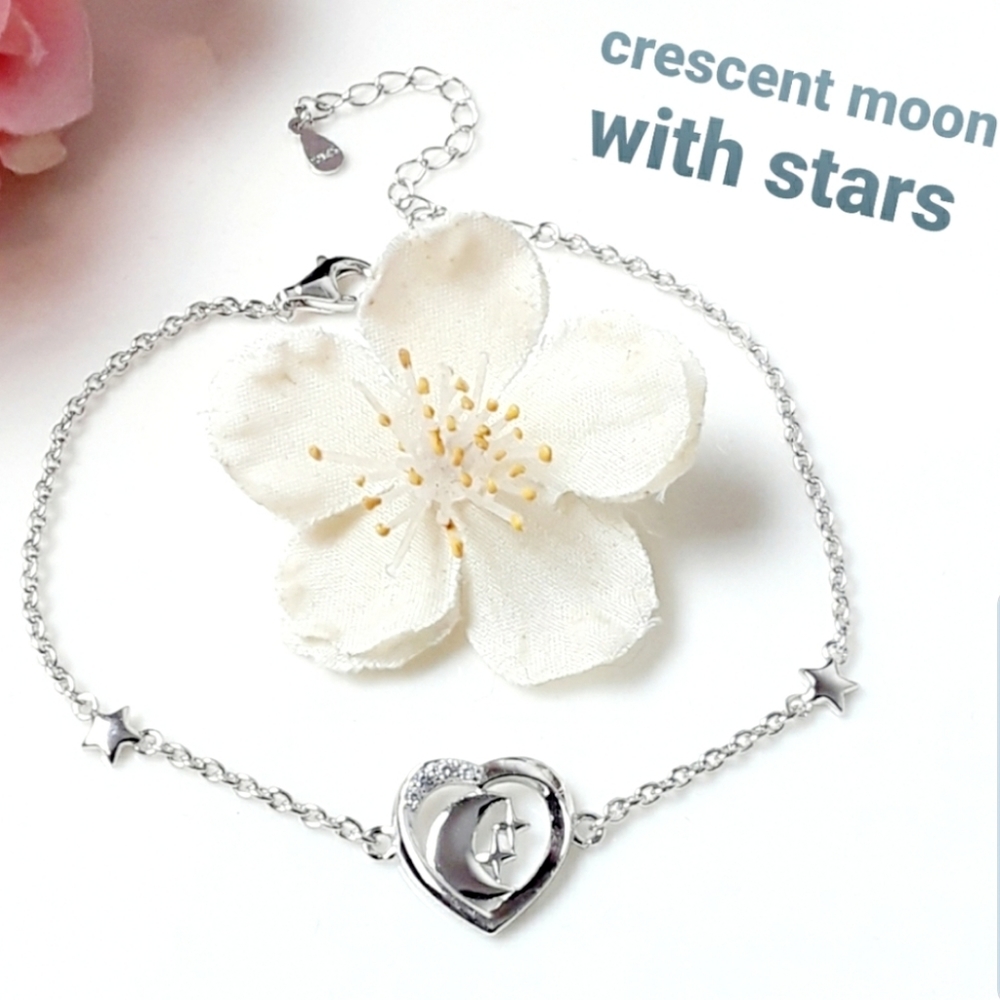 NEW S925 Bracelet Crescent Moon and Star